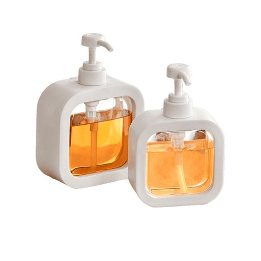 Dispensadores de jabón para baño Tipo Cubo 300ml Blanco/Transparente - ABKIAS