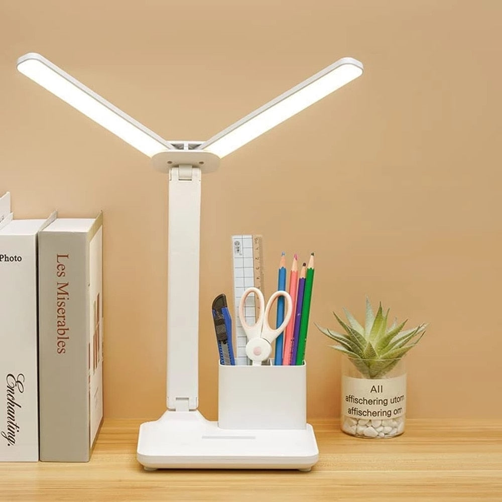 Lámpara LED de escritorio plegable táctil USB con portalápices - ABKIAS