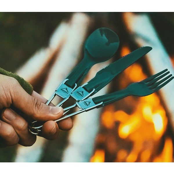 Utensilios de Cocina Camping Widesea aluminio, Set Cuchara, Tenedor y Cuchillo