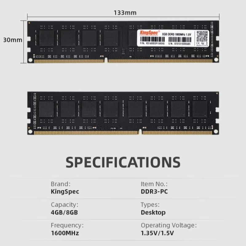Memoria RAM King Spec DDR3 PC 4GB 1600Mhz