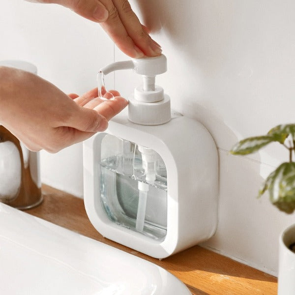 Dispensadores de jabón para baño Tipo Cubo 500ml Blanco/Transparente - ABKIAS