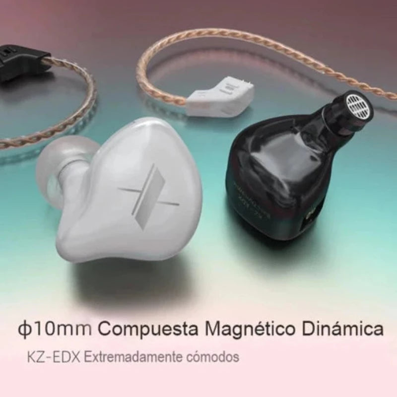 Audífonos KZ EDX In Ear Crystal Color 1DD HIFI Bass Con micrófono Blanco - ABKIAS
